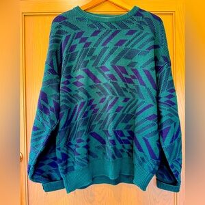 Vintage Lord Jeff Fine Cotton USA Men's Geometric Eclectic Grandpa Sweater / LG